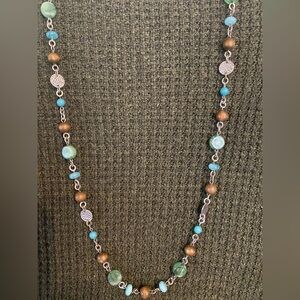 Silver and Turquoise Beaded Necklace
